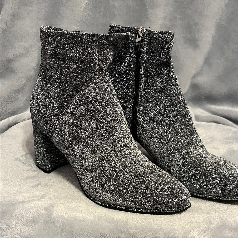 Marc Fisher Glitter Ankle Boots - Black and Silver